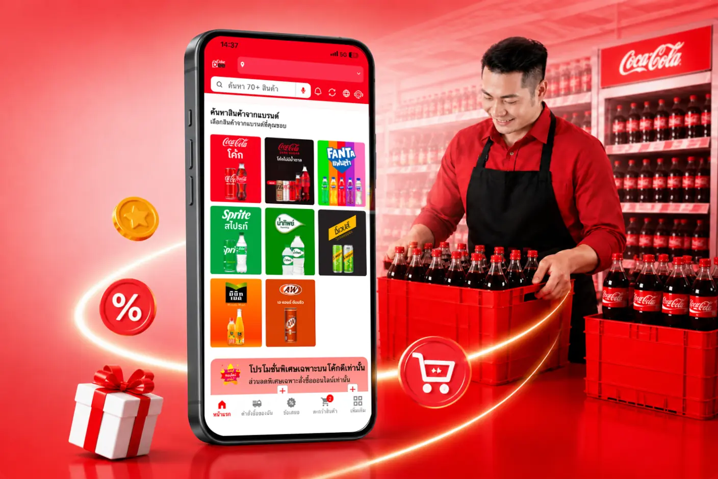 แพลตฟอร์มสั่งสินค้าออนไลน์ | ThaiNamthip Coca-Cola